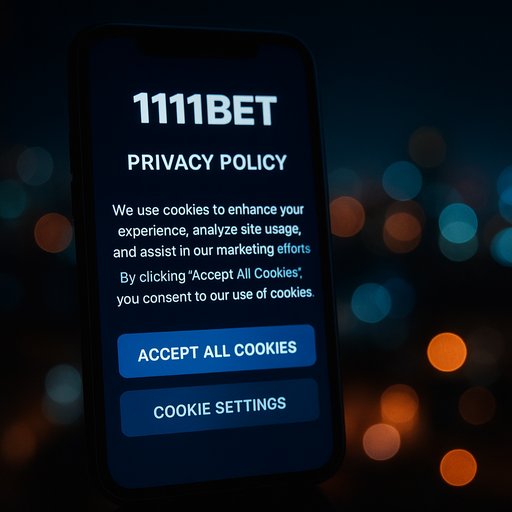1111Bet cookies consent panel on screen